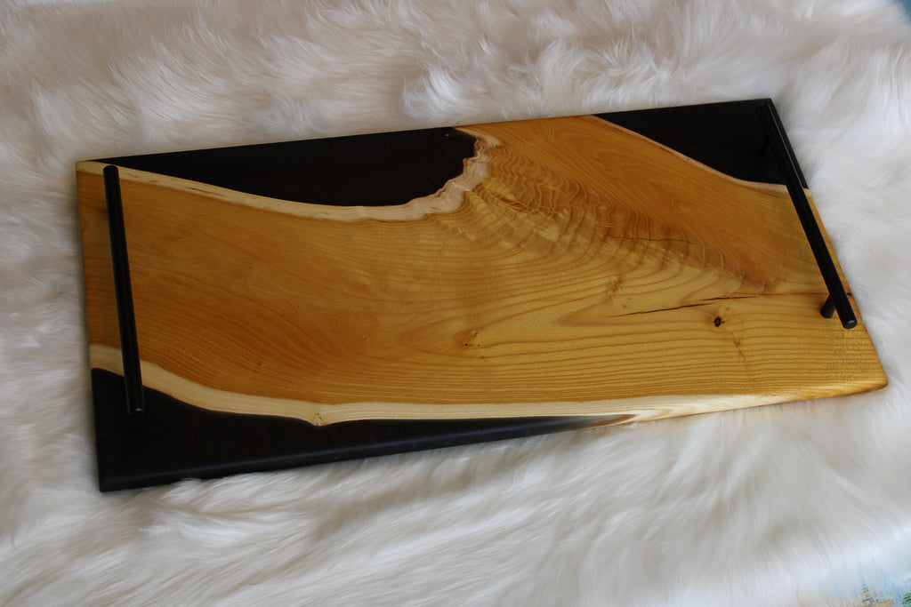 Osage Orange Charcuterie Board/Serving Tray with Black Resin