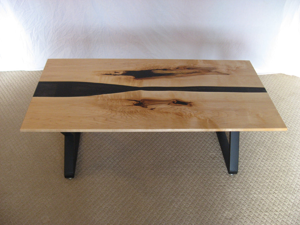 4' Maple Coffee Table with Black Epoxy River