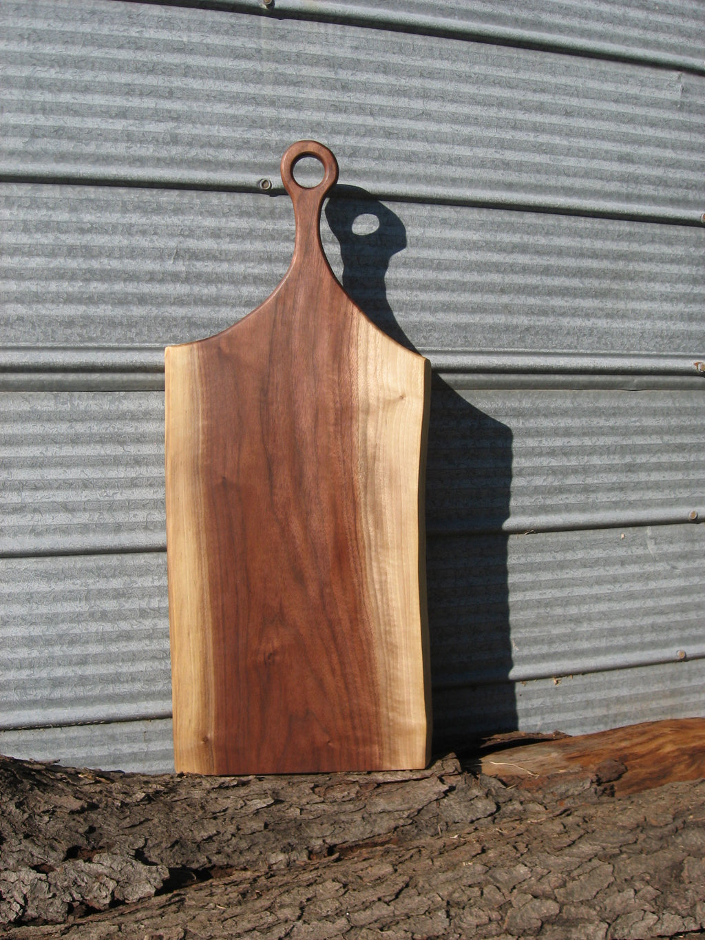 Black Walnut Charcuterie Board with Handle #3.  Front pictured.