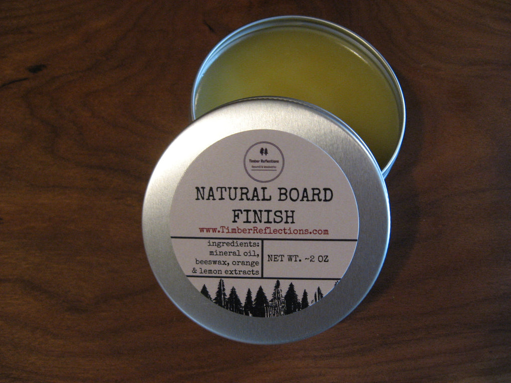 Natural board finish made to restore your cutting or charcuterie board.  Made from a blend of minderal oil and 100% pure beeswax.