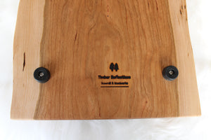 Cherry charcuterie cheese board serving tray with hand forged metal handles