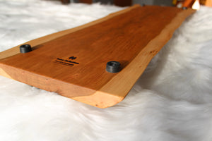 Cherry charcuterie cheese board serving tray with hand forged metal handles