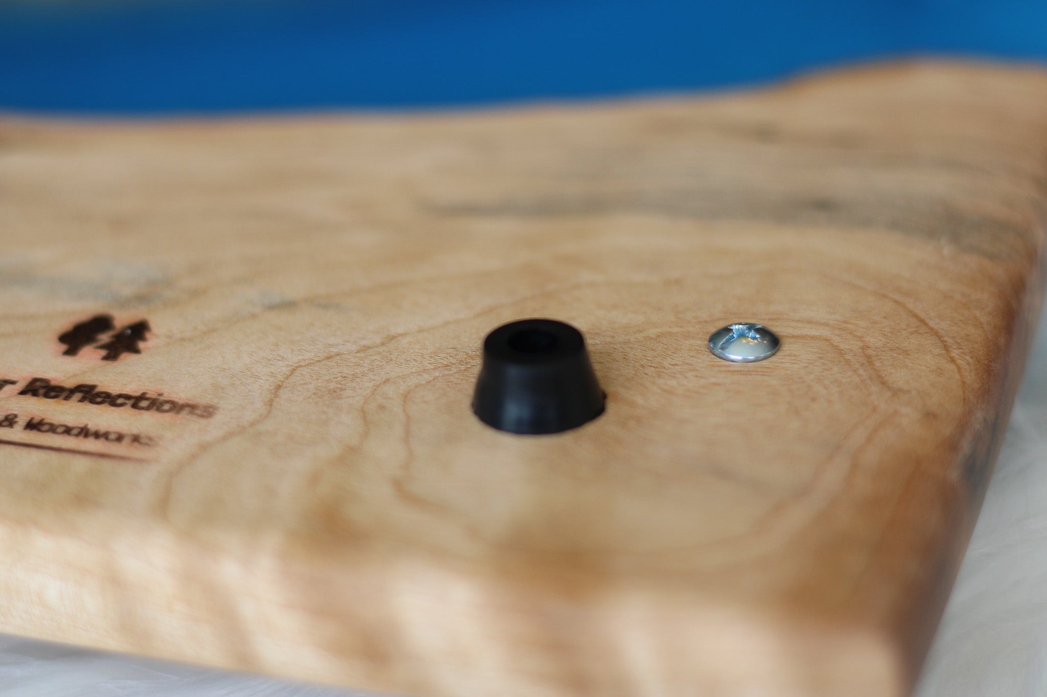 Medium Birch Charcuterie Cheese Board/Serving Tray with Carribean-Blue Resin River and black metal handles
