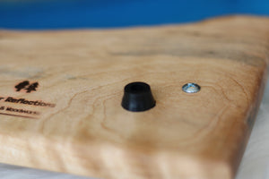 Medium Birch Charcuterie Cheese Board/Serving Tray with Carribean-Blue Resin River and black metal handles