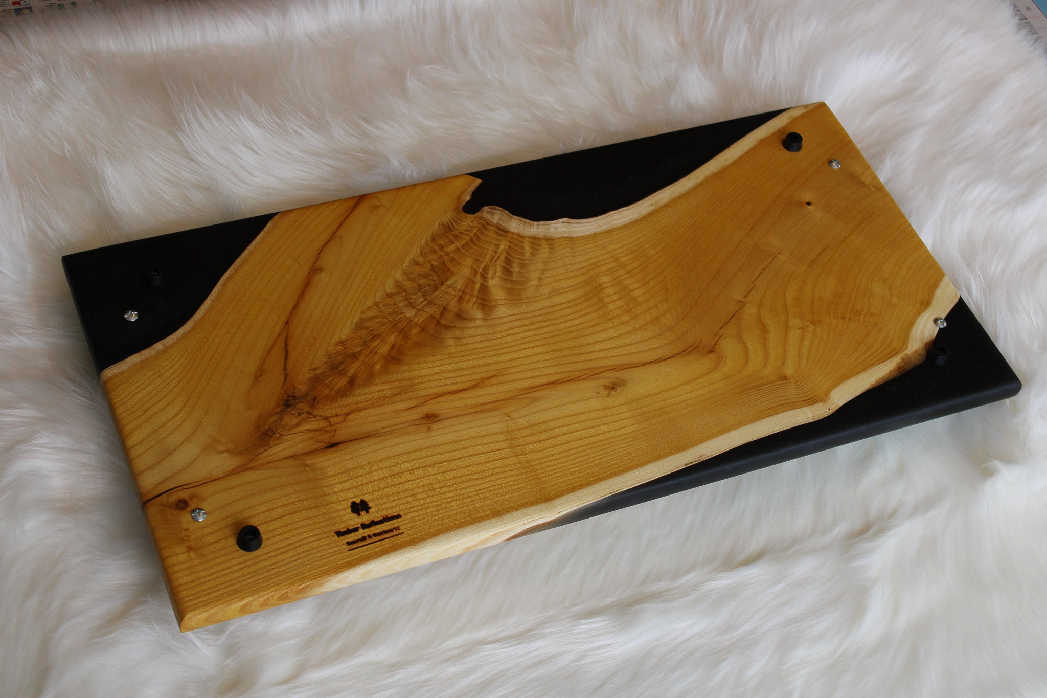 Osage Orange Charcuterie Board/Serving Tray with Black Resin.  Back pictured.