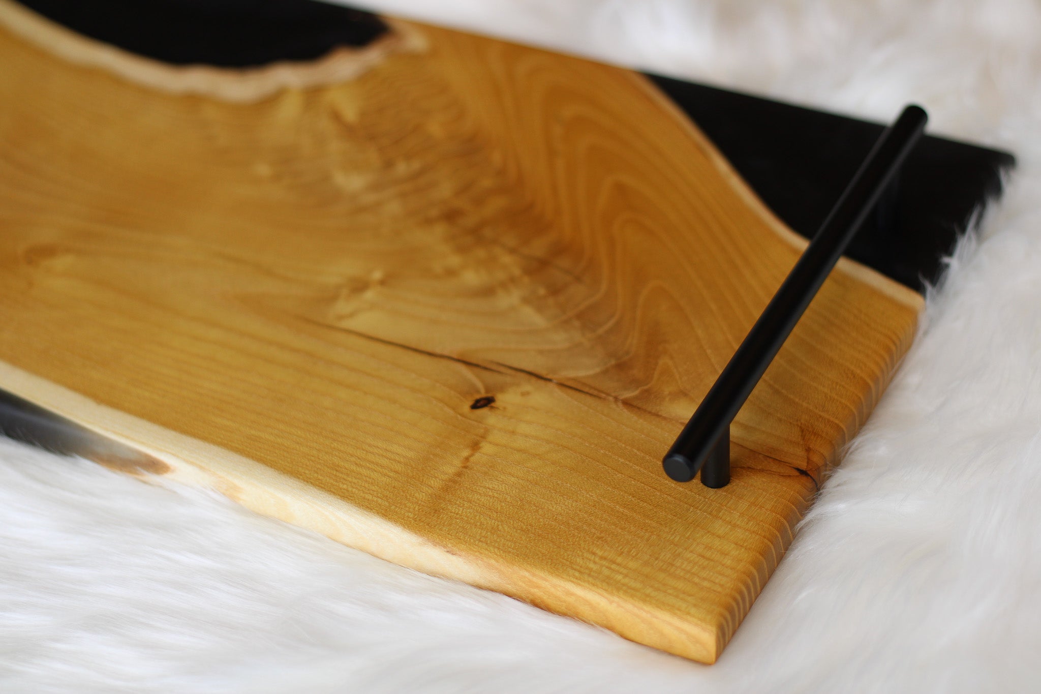 Osage Orange Charcuterie Board/Serving Tray with Black Resin