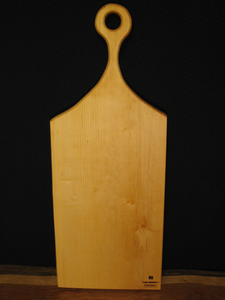 Live Edge Canadian Sugar Maple Charcuterie Cheese Board with Handle.  Back pictured with logo.