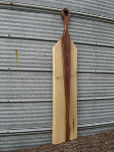 Black walnut charcuterie cheese board with handle.  Live edge pictured.