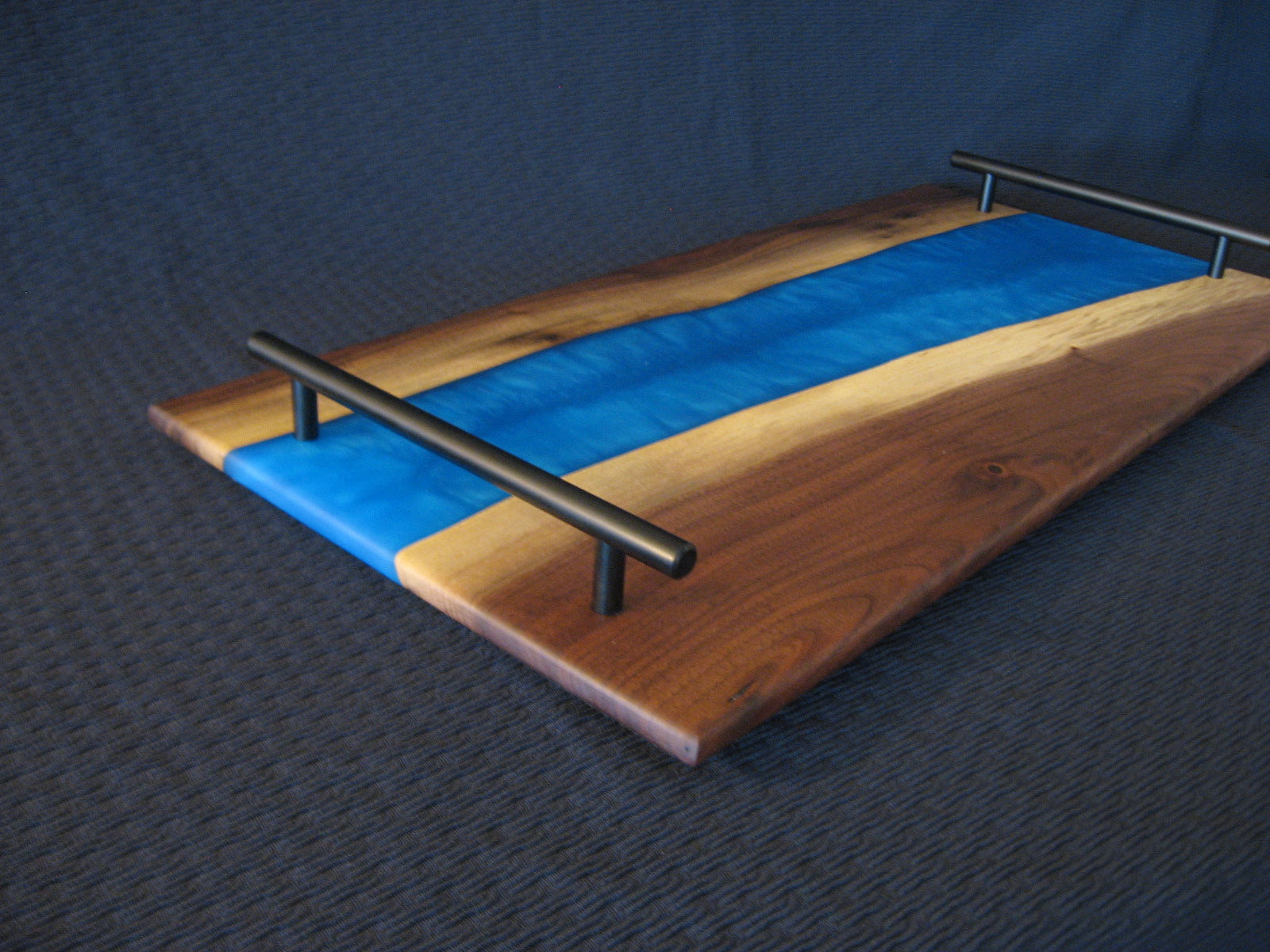 Blue Epoxy River Black Walnut Charcuterie Board/Serving Tray