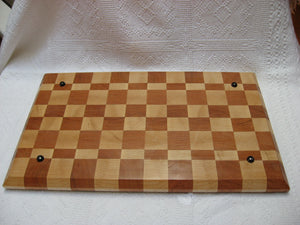 Maple & Cherry End Grain Cutting Board.  Bottom shown with four rubber anti-slip feet installed.