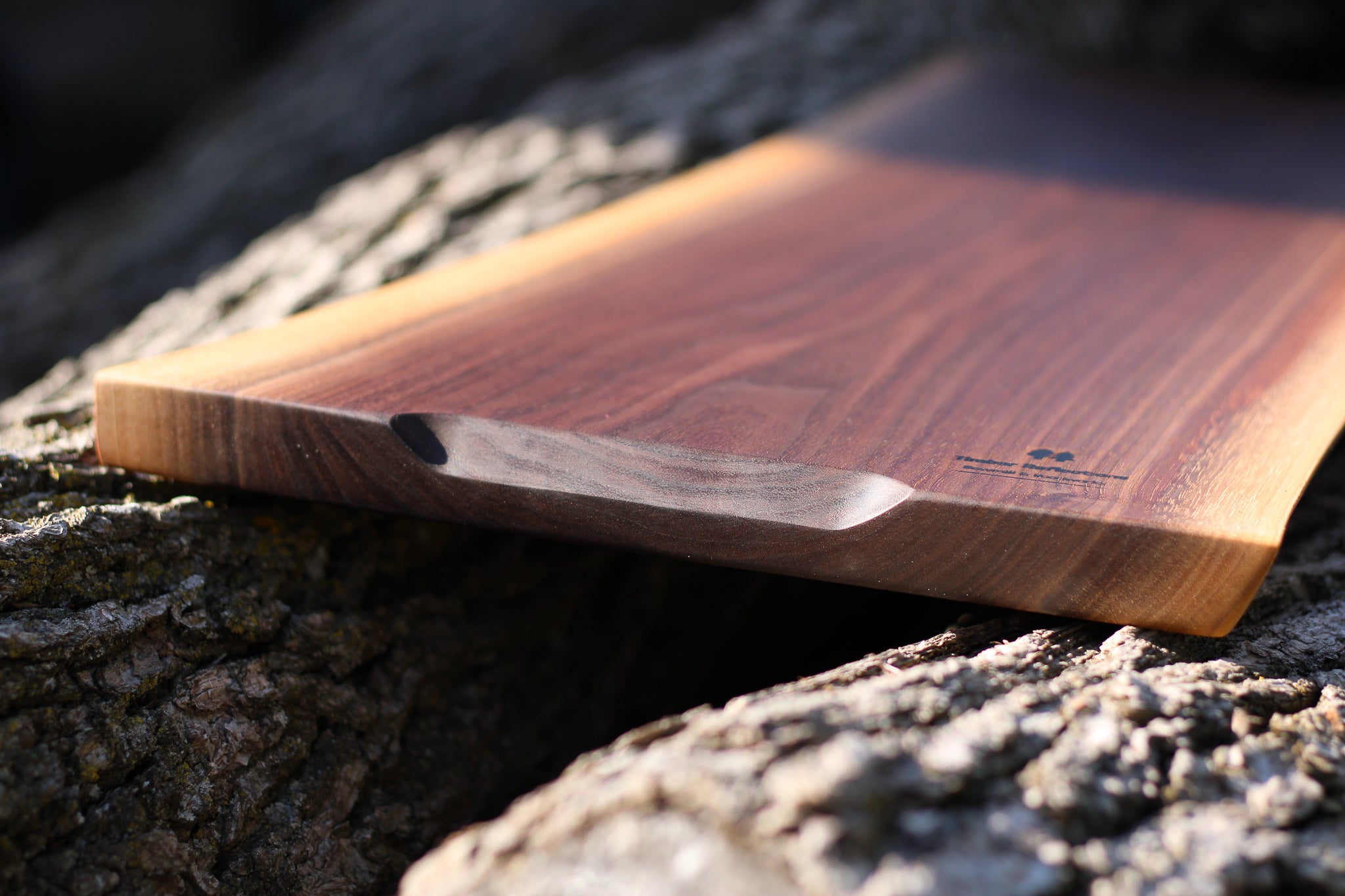 Live Edge Black Walnut Charcuterie Board #4.  Handle pictured.