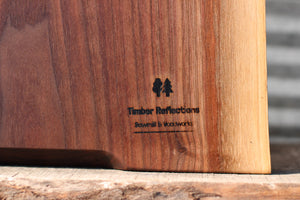 Live Edge Black Walnut Charcuterie Board #4.  Logo pictured.