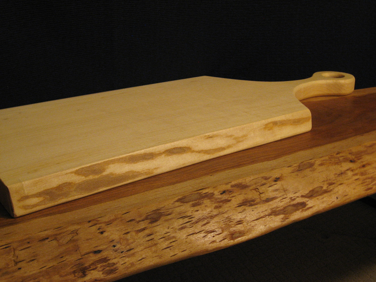 Live Edge Canadian Sugar Maple Charcuterie Cheese Board with Handle.  Live edge pictured.